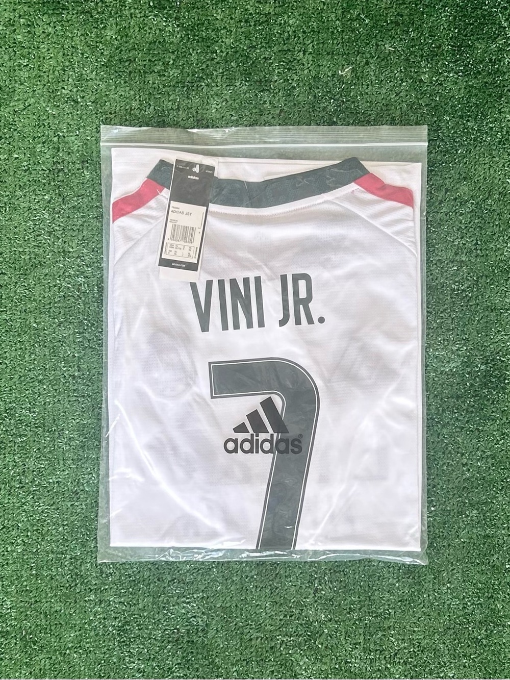 adidas Men’s White Football Jersey with Black and Red Accents - VINI JR. #7
